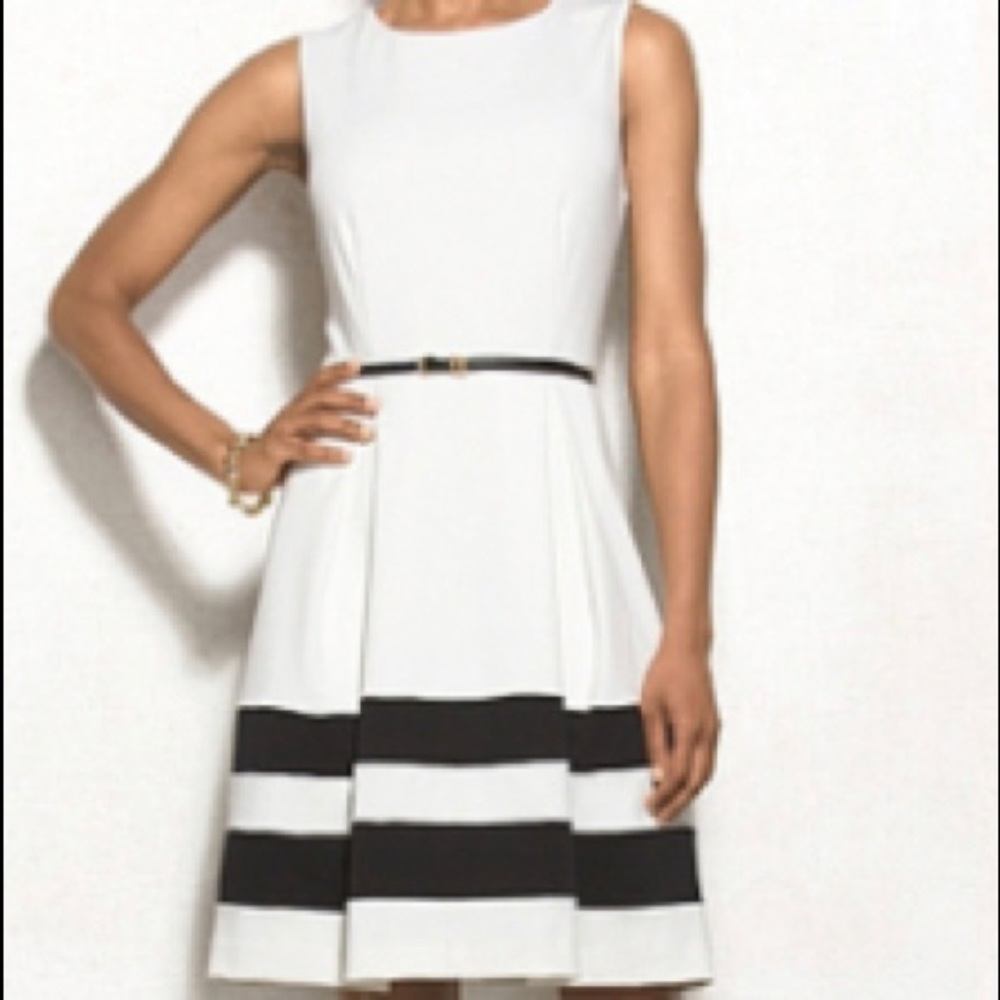 White fit and flare dress